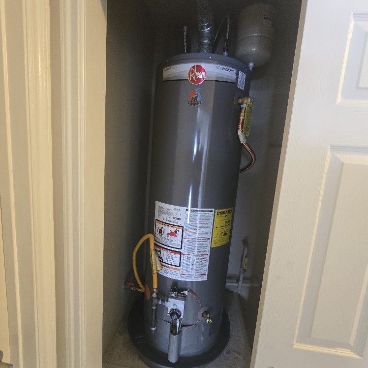 gas water heater installation in a closet by licensed plumber in NWA