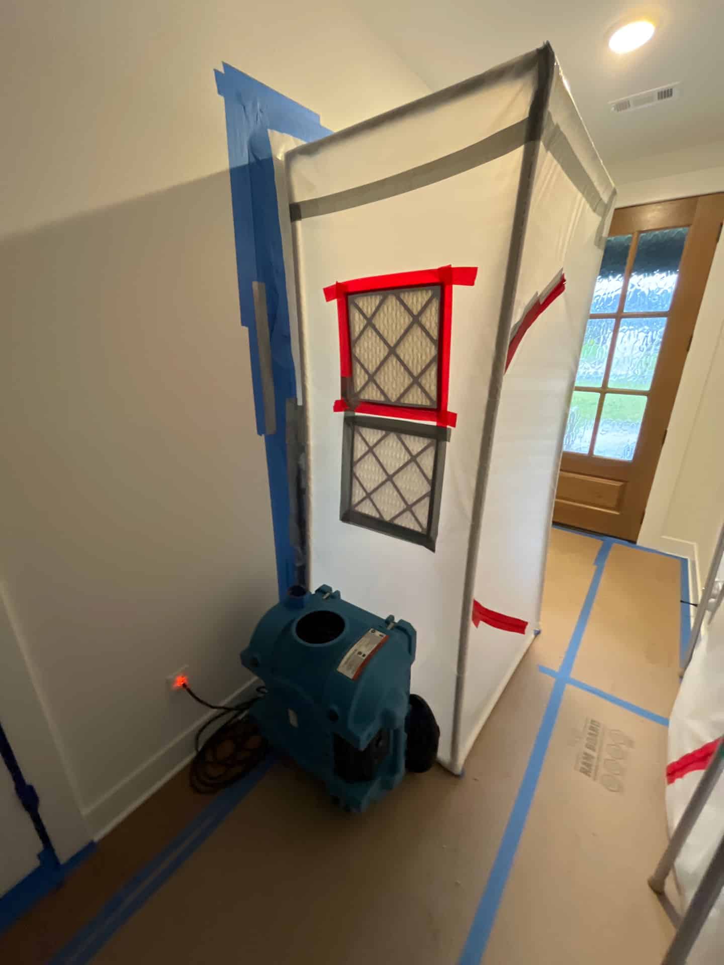 Moisture intrusion on wall materials in a Northwest Arkansas home leading to mold growth